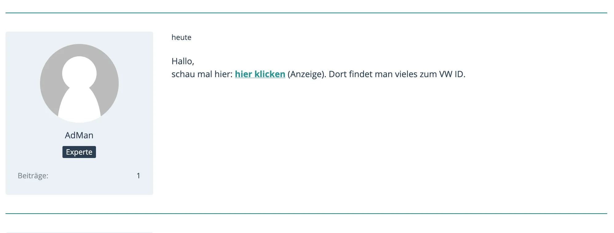 First comment in a forum is always an ad only described by the (Anzeige) in the text which comes after the first link.
