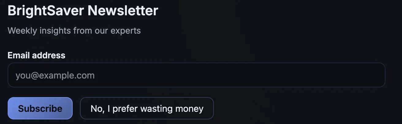 The user is pressured into singing up by saying that the user will waste money if missing out