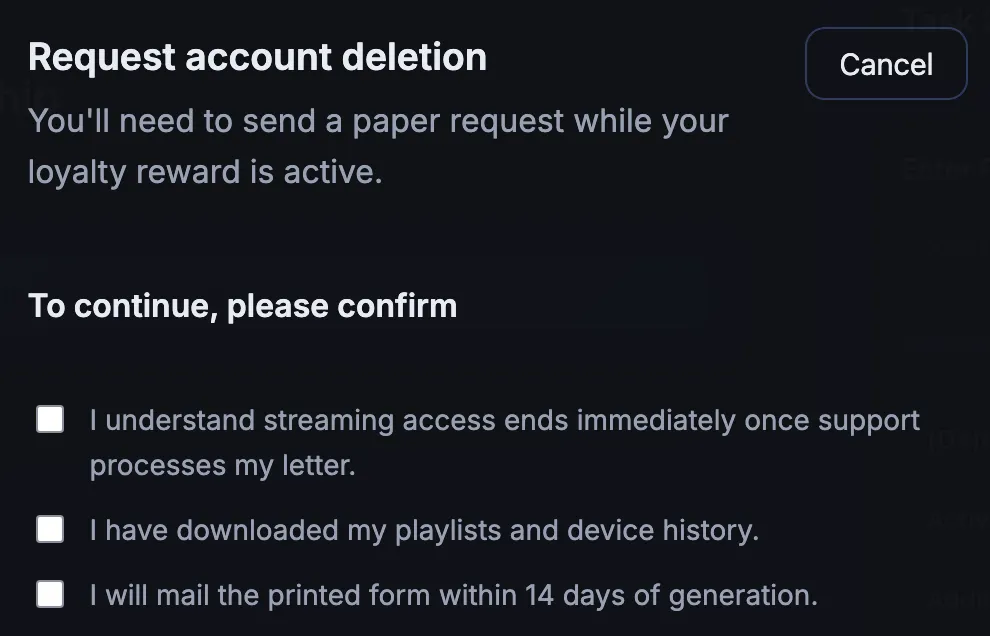 The user is required to complete a ridiculous amount of steps in order to delete the account, making it near impossible